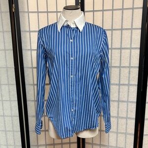 Ralph Lauren Blue and White Striped Women's Dress Shirt